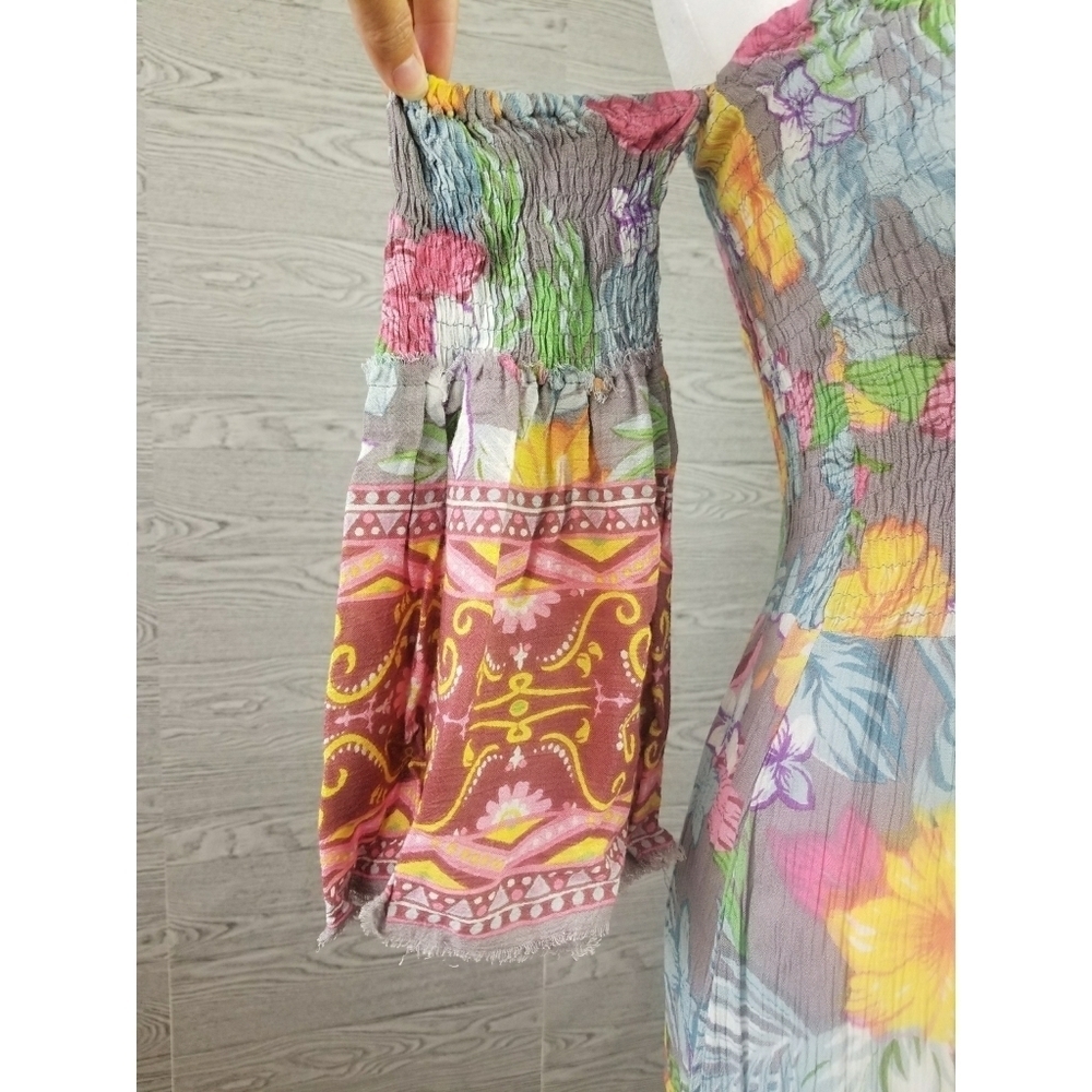ALTAR'D STATE // flowy boho-chic floral off shoulder smocked maxi dress - Picture 16 of 16